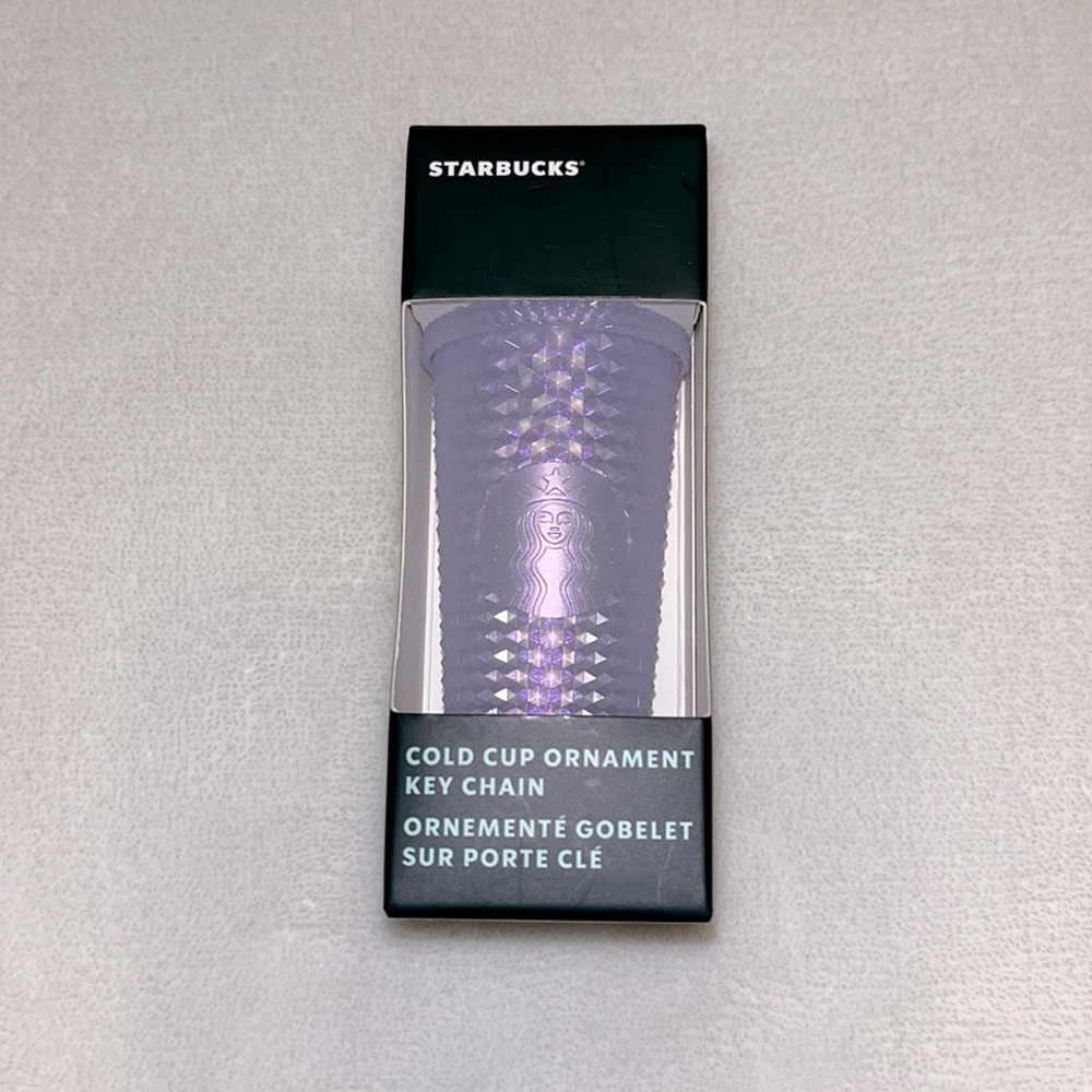 2021 Starbucks Holiday Ornament Mini Tumbler Keychain Icy Lilac Studded